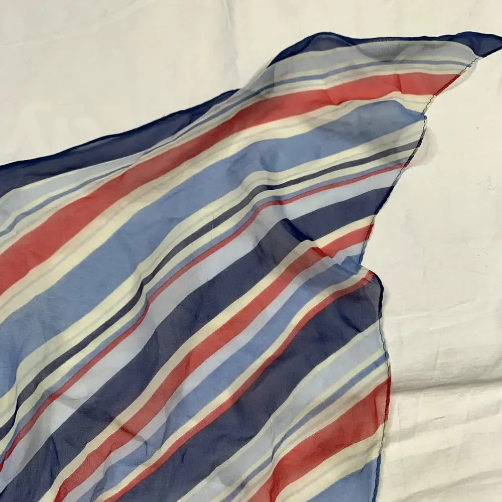 Coach Silk Striped Red white Blue scarf point Neck/Purse Tie Scarf
